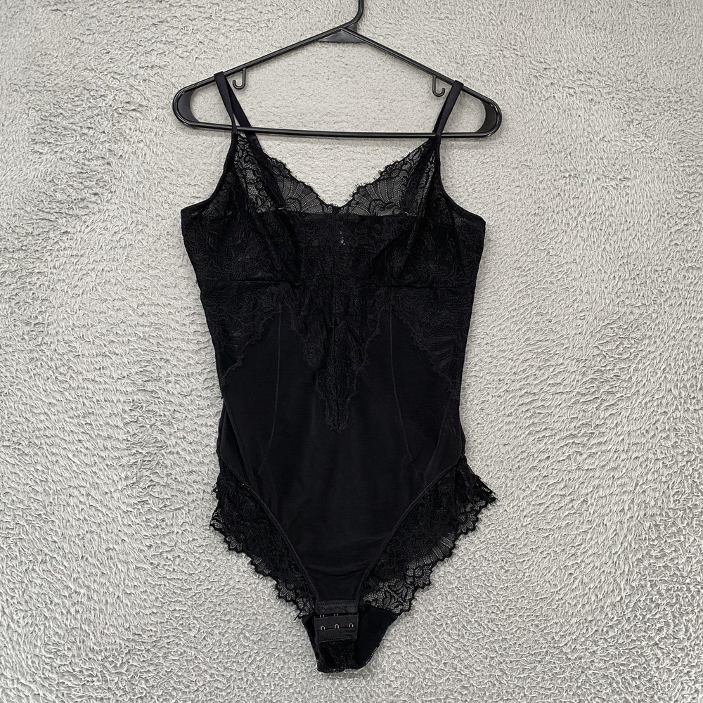 Pinsy Lace Bodysuit Womens XL Black Whimsigoth Sheer Lace Lingerie Shapewear